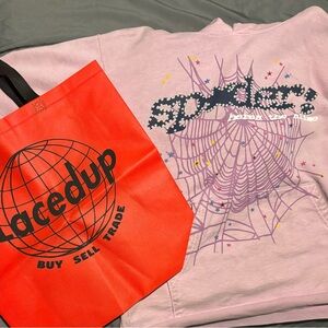 Pink Spider Graphic Sweatshirt and Red Tote Bag
